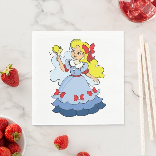 Serviette En Papier Petite Fille Avec Un Papillon (En situation)