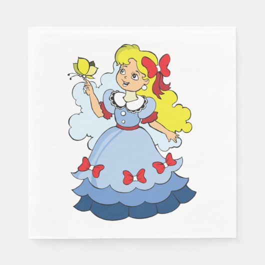 Serviette En Papier Petite Fille Avec Un Papillon (Devant)
