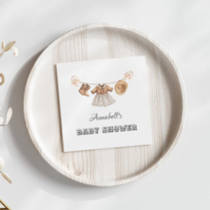 Serviette En Papier Petite fille Casquette Bottes Baby shower robe