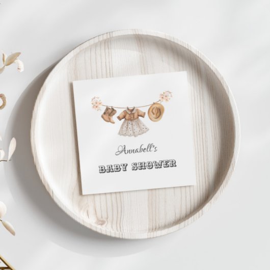 Serviette En Papier Petite fille Casquette Bottes Baby shower robe