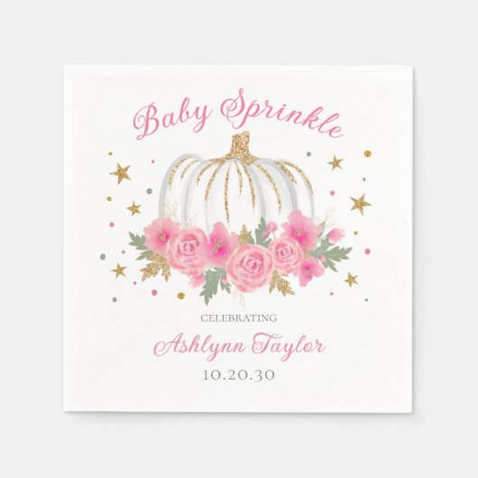 Serviette En Papier Petite fille Citrouille Bébé saupoudrer (Devant)