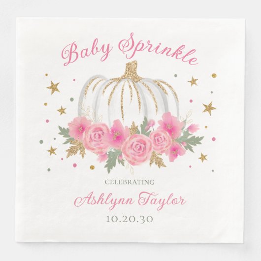 Serviette En Papier Petite fille Citrouille Bébé saupoudrer (Devant)