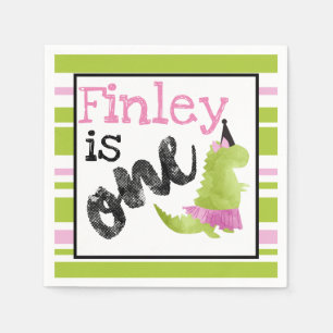 Serviette En Papier Petite fille Dinosaur Tutu Dinosaur Ballerina Rose