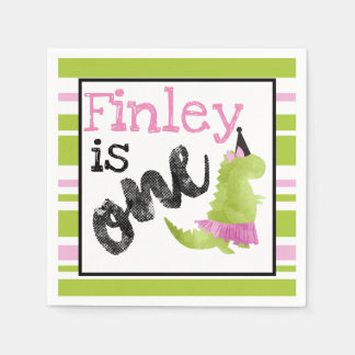 Serviette En Papier Petite fille Dinosaur Tutu Dinosaur Ballerina Rose