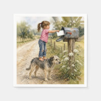 Petite fille envoyant une carte