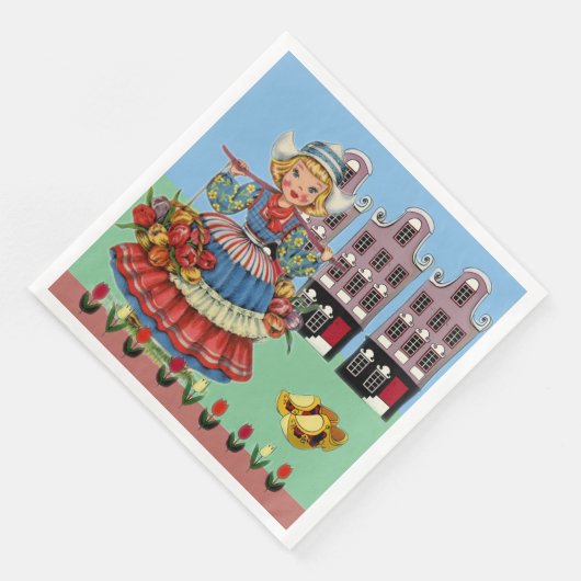 Serviette En Papier Petite fille hollandaise en costume national (Coin)