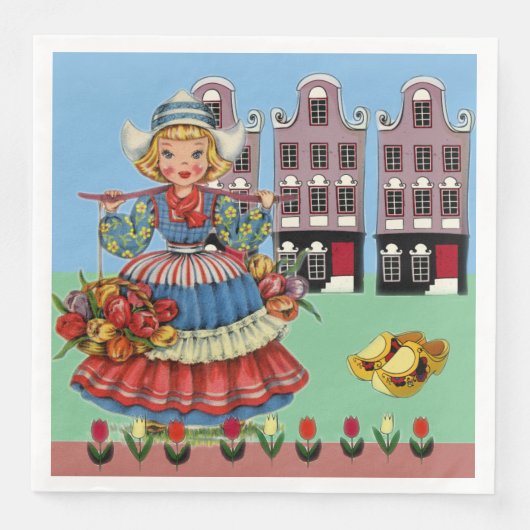 Serviette En Papier Petite fille hollandaise en costume national (Devant)