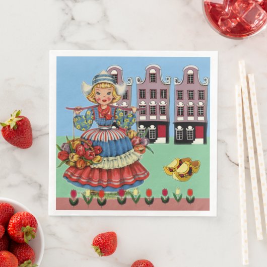 Serviette En Papier Petite fille hollandaise en costume national (En situation)
