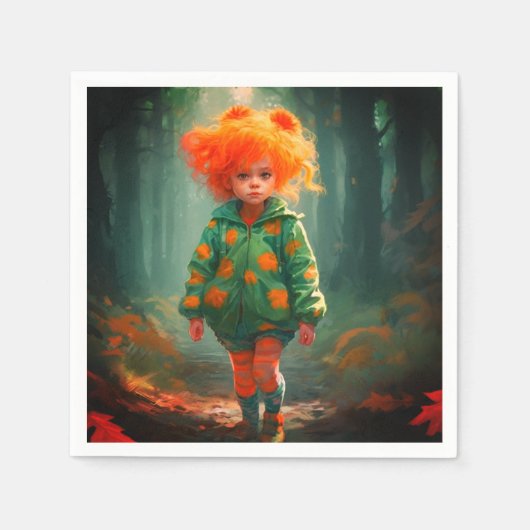 Serviette En Papier Petite fille Orange Haired (Devant)