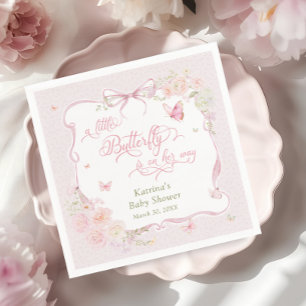 Serviette En Papier Petite Fille Papillon Fleurit Baby Shower