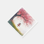 Serviette En Papier Petite fille sur une aile de cerisier (Coin)