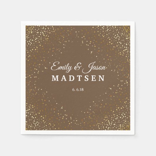 Serviette En Papier Petite Golden Stars Papier Mariage (Devant)