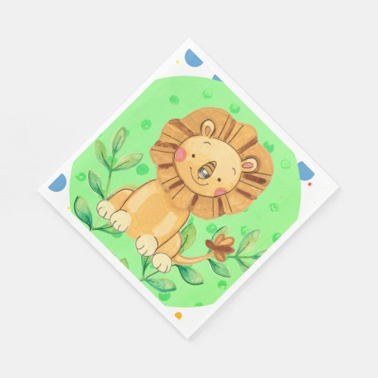 Serviette En Papier Petite Jungle Lion Thème Napkins (Coin)