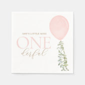 Serviette En Papier Petite Miss Onederful Balloon rose Anniversaire (Devant)