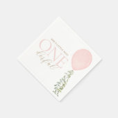 Serviette En Papier Petite Miss Onederful Balloon rose Anniversaire (Coin)