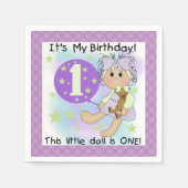 Serviette En Papier Petite poupée fille 1er Anniversaire Papier servie (Devant)
