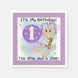 Serviette En Papier Petite poupée fille 1er Anniversaire Papier servie