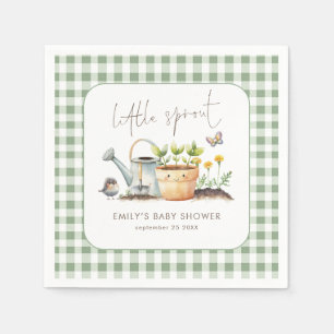 Serviette En Papier Petite pousse Gingham Sage Jardin Baby Shower