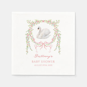 Serviette En Papier Petite Princesse Fille au Cygne Baby Shower