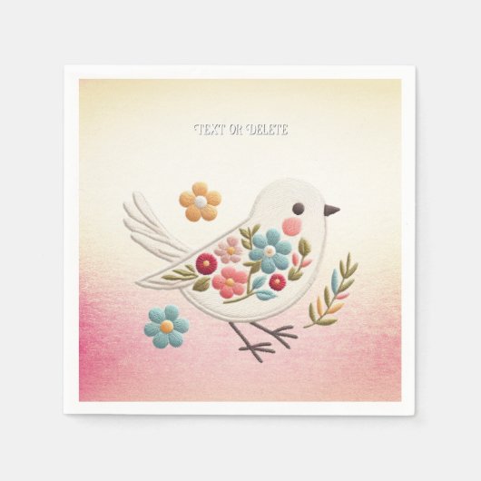 Serviette En Papier Petite serviettes florales d'oiseaux blancs (Devant)