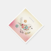 Serviette En Papier Petite serviettes florales d'oiseaux blancs (Coin)