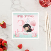 Serviette En Papier Petite Sirène Anniversaire rose (En situation)