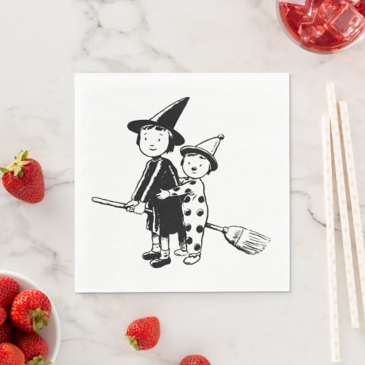 Serviette En Papier Petite Sorcière Et Clown (En situation)