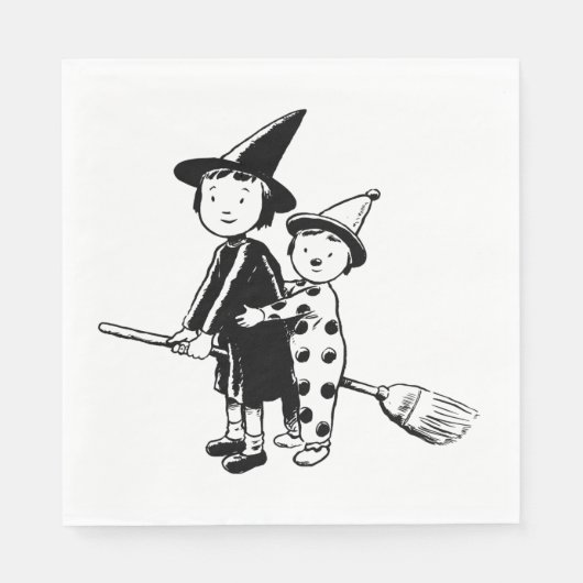 Serviette En Papier Petite Sorcière Et Clown (Devant)