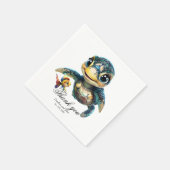 Serviette En Papier Petite tortue de mer à explorer avec son ami. (Coin)