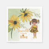 Serviette En Papier Petite Tournesol Aquarelle Cinquième Fille Anniver (Devant)