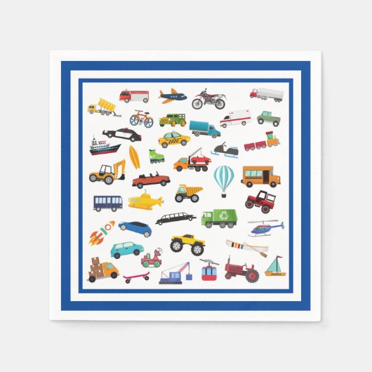 Serviette En Papier Petite voiture Motif véhicule enfant fête d'annive (Devant)