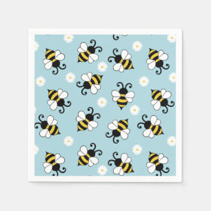 Serviette En Papier Petites abeilles mignonnes et fleurs marguerites m