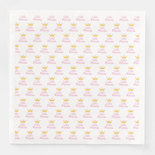 SERVIETTE EN PAPIER PETITES COURONNES D'IMPRIMANTE ROSE ET BLANCHE (Devant)