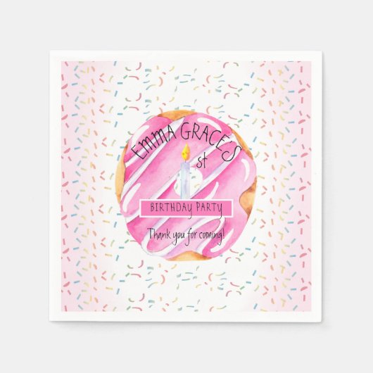 Serviette En Papier Petites filles beignets | Cupcakes 1ère fête d'ann (Devant)