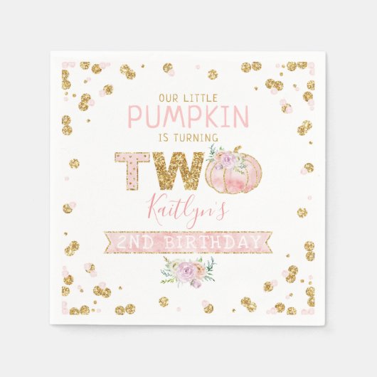 Serviette En Papier Petites filles Citrouilles 2e anniversaire (Devant)