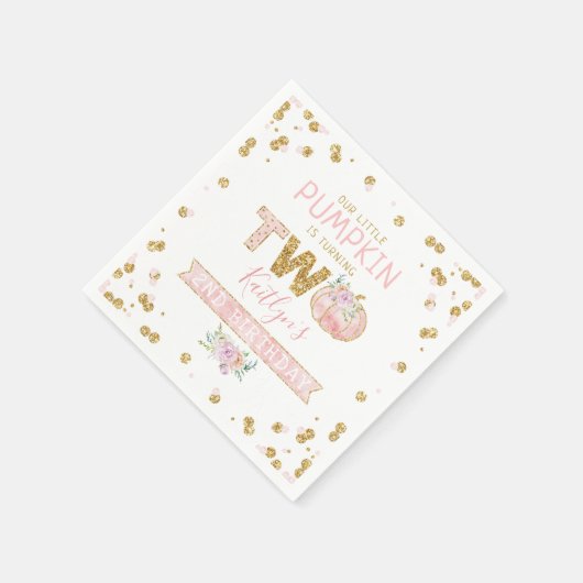 Serviette En Papier Petites filles Citrouilles 2e anniversaire (Coin)