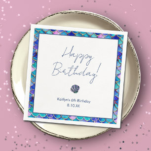 Serviette En Papier Petites filles de la mignonne sirène fête d'annive