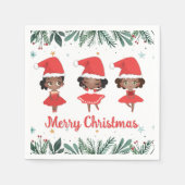 Serviette En Papier Petites filles Noël Père Noël Ballerinas (Devant)