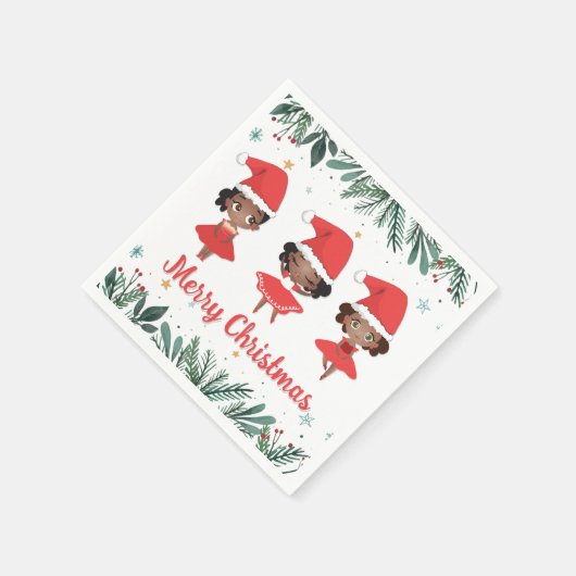 Serviette En Papier Petites filles Noël Père Noël Ballerinas (Coin)
