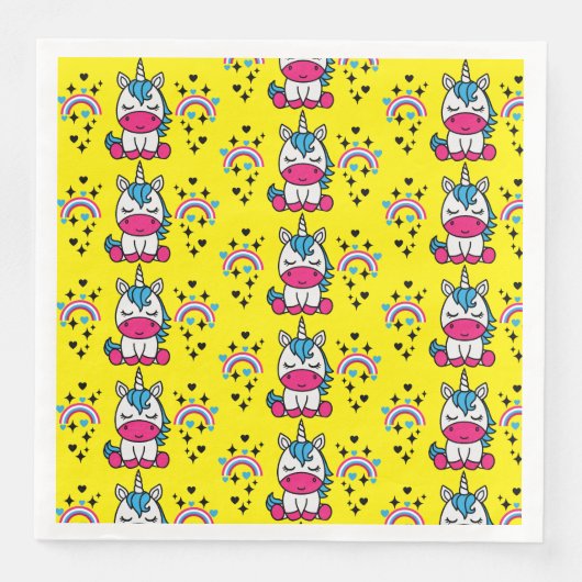 Serviette En Papier Petites filles Unicorn Pony (Devant)