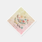 Serviette En Papier Petites fleurs Feuilles d'oiseaux serviettes roses (Coin)