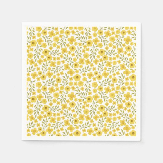 Serviette En Papier Petites fleurs jaunes printanières (Devant)