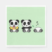 Serviette En Papier Petites pandas mignonnes sur vert (Devant)