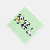 Serviette En Papier Petites pandas mignonnes sur vert (Coin)