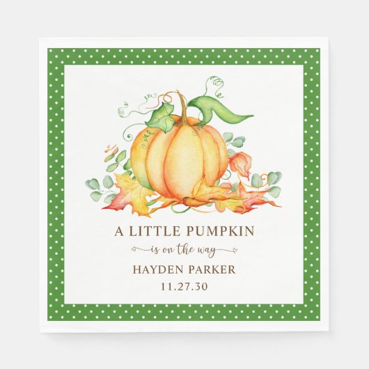 Serviette En Papier Petits Baby showers Citrouilles (Devant)