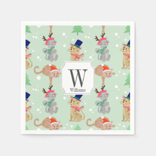 Serviette En Papier Petits chats de Noël