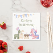 Serviette En Papier Petits Dinosaures Mignonnes Avec Enfant Gâteau Ann (En situation)