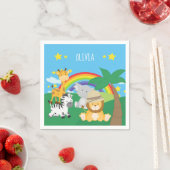 Serviette En Papier Petits enfants Safari Jungle Animaux et prénom (En situation)