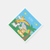 Serviette En Papier Petits enfants Safari Jungle Animaux et prénom (Coin)