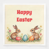 Serviette En Papier Petits lapins de Pâques Collection populaire Vinta (Devant)
